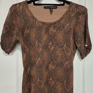 WHBM Brown Snake Print Dress | Stretch Bodycon Work Office Chic XSmall